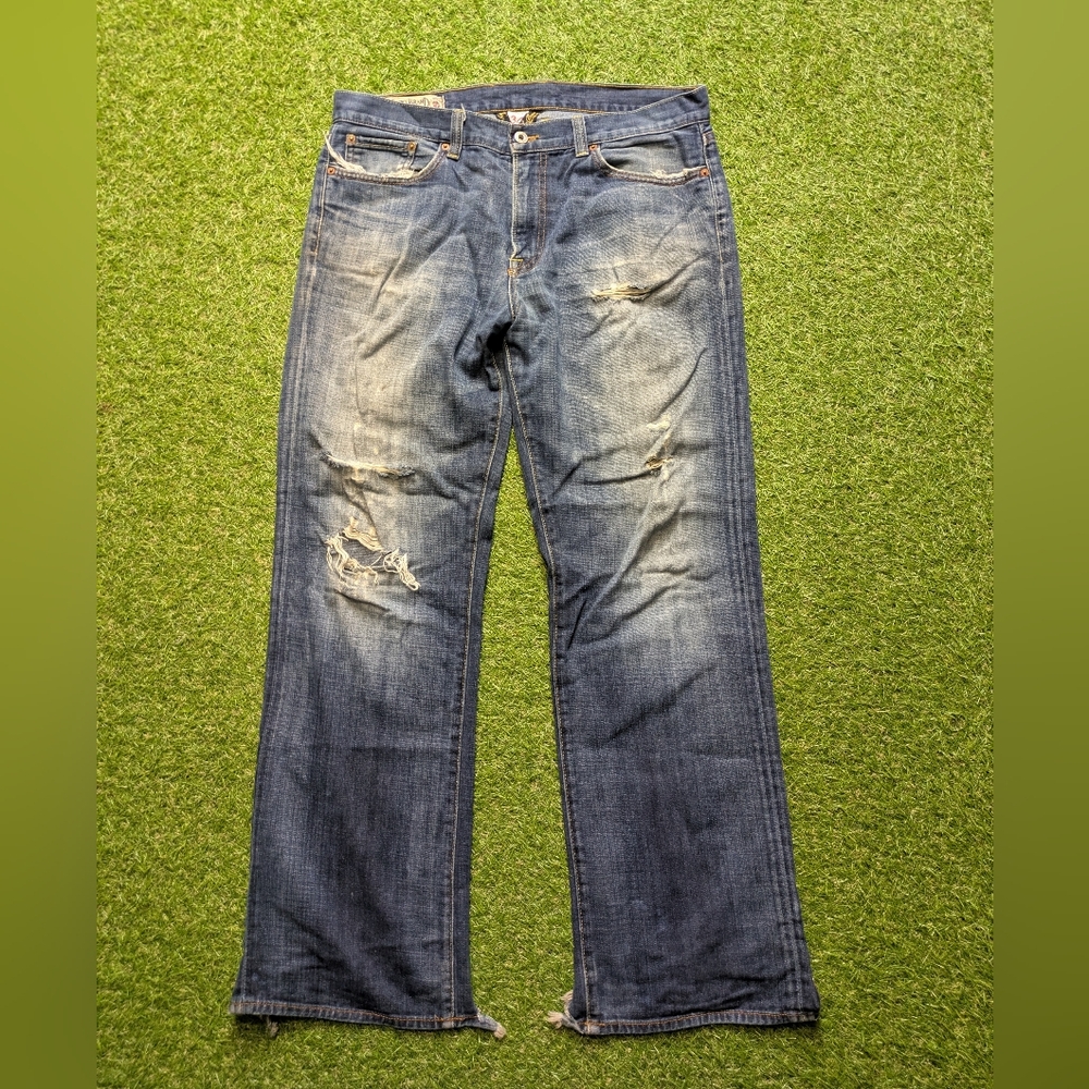 Vintage Lucky Brand Jeans Men's 34x30 Vintage Straight Distressed Chewed Hems